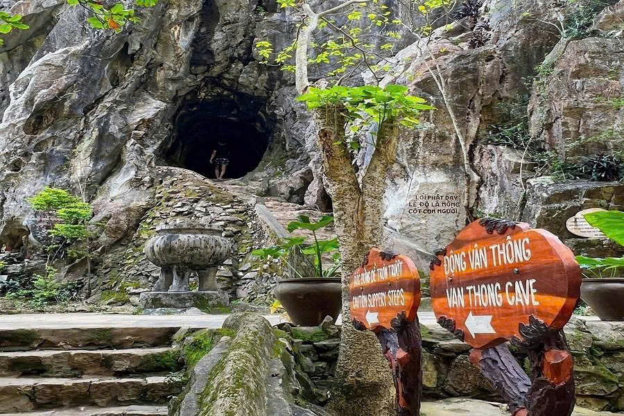 Cave passage and rock formations at Van Thong Cave in Marble Mountains Da Nang