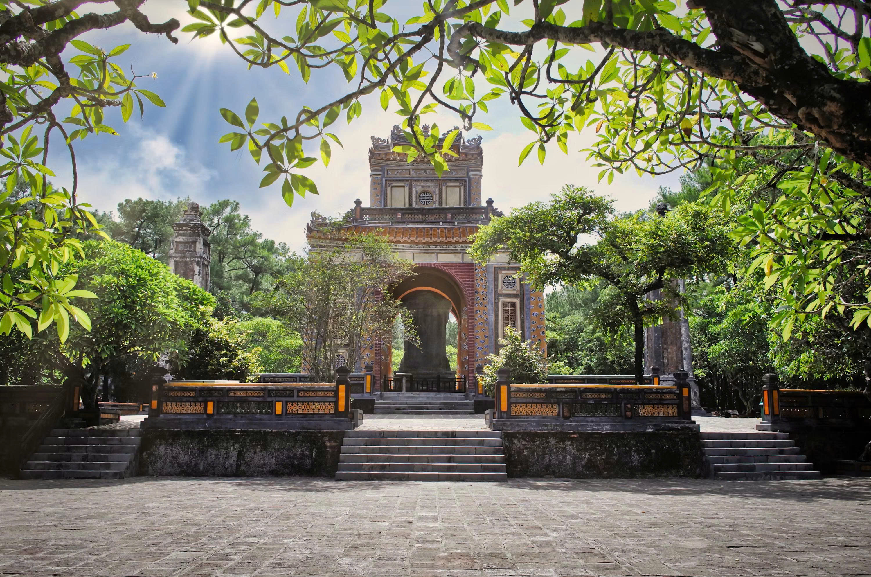 Stele Pavilion at Tu Duc Tomb in Hue during a UNESCO World Heritage Tour Vietnam