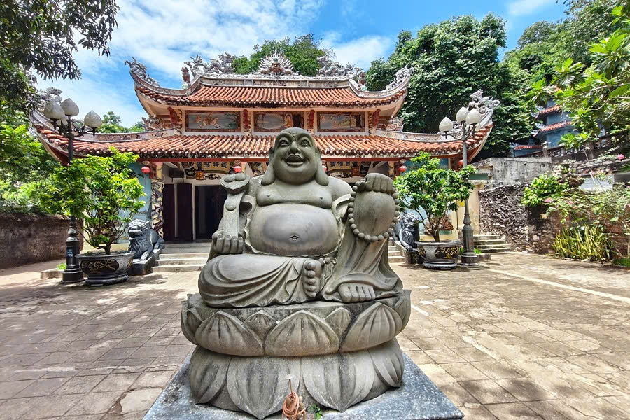 Buddhist pagoda inside a cave at Marble Mountains in Da Nang Vietnam