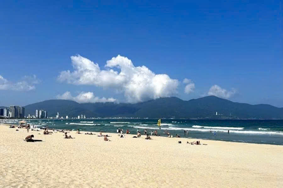 My Khe Beach in Da Nang with its long sandy shoreline and blue sea